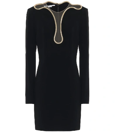 Stella Mccartney + Net Sustain Isabela Embellished Cady And Tulle Mini Dress In Black
