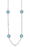 Lagos Maya 6-station Inlay Necklace In Mother-of-pearl, 34" In Blue/silver