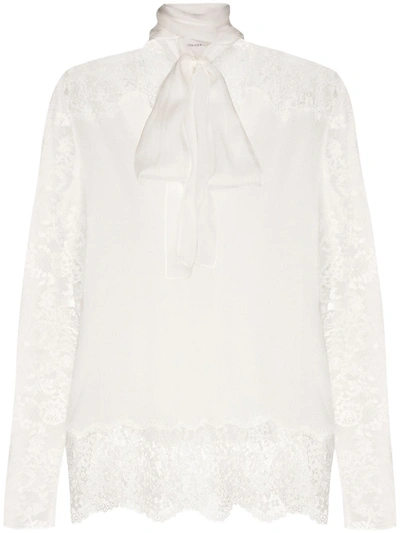 Faith Connexion Lace Detail Pussy Bow Blouse In White