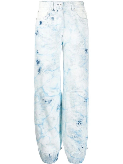 Off-white Bleached Tapered Jeans In Blue