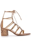 GIANVITO ROSSI SNAKESKIN-EFFECT 70MM LACE-UP SANDALS
