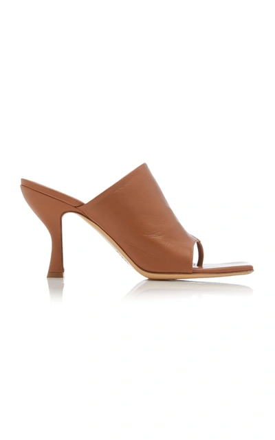 Gia X Pernille Teisbaek X Pernille Teisbaek Leather Thong Slide Sandals In Brown
