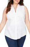 Foxcroft Taylor Sleeveless Linen Blend Button-up Shirt In White