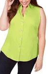 Foxcroft Paityn Sleeveless Stretch Cotton Shirt In Lime Fizz