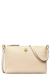 Tory Burch Kira Zip Pebbled Leather Crossbody Bag In White