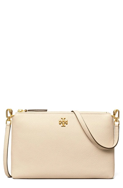 Tory Burch Kira Zip Pebbled Leather Crossbody Bag In White