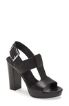 Michael Michael Kors Becker T Strap Womens Leather Peep-toe T-strap Heels In Black