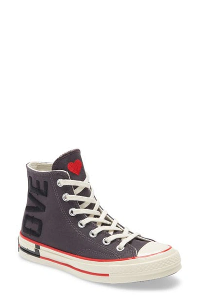 Converse Chuck Taylor All Star 70 Love Fearlessly High Top Sneaker In Thunder Grey/ University Red