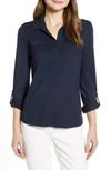 Tommy Hilfiger Roll Tab Knit Popover Shirt In Sky Captain