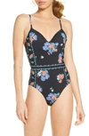 TORY BURCH FLORAL PRINT UNDERWIRE ONE-PIECE SWIMSUIT,73171