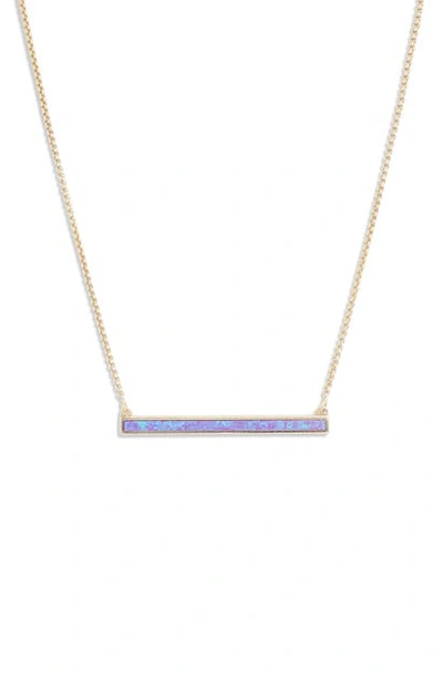 Kendra Scott Kelsey Bar Necklace In Gold Violet Kyocera Opal