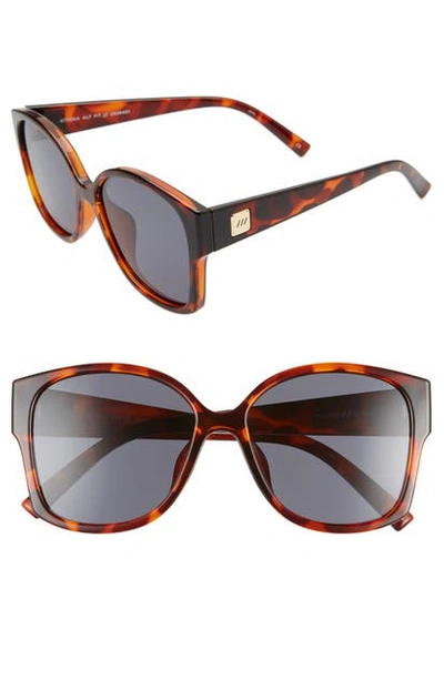 Le Specs Athena 56mm Special Fit Oversized Polarized Sunglasses In Toffee Tortoise/ Smoke