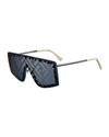 FENDI MEN'S MIRRORED FF-MONOGRAM SHIELD SUNGLASSES,PROD230620426