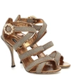 DOLCE & GABBANA KEIRA LEATHER-TRIMMED SANDALS,P00446971
