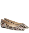 JIMMY CHOO ROMY SNAKE-EFFECT LEATHER BALLET FLATS,P00457885