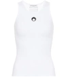 Marine Serre Moon Logo Ribbed Jersey Tabk Top Woman White In White