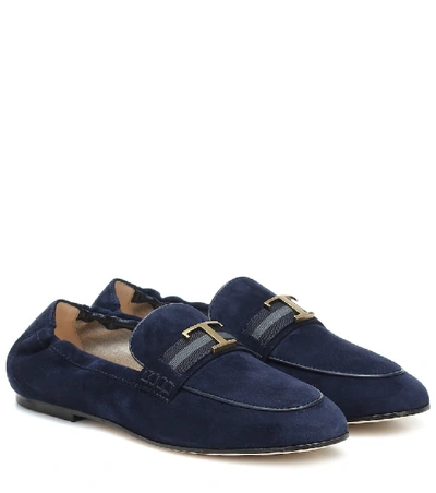 Tod's Timeless Suede Loafers In Blue