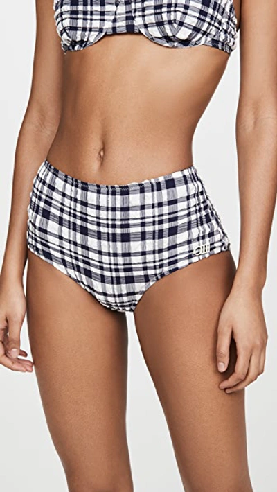 Solid & Striped The Ginger High-rise Bikini Bottoms In Puckered Madras