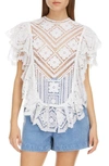 Isabel Marant Zainos Ruffled Crocheted Cotton Blouse In White