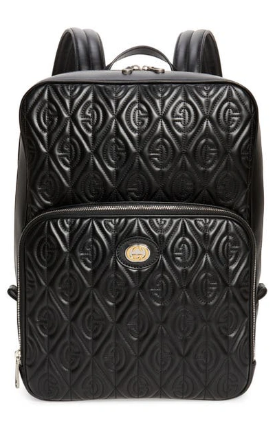 Gucci G-rhombus Matelasse Quilted Leather Backpack In Black