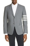 Thom Browne Sport Coat Four Bar Merino Wool Blazer In Grey
