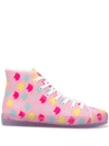 Ireneisgood 10mm Unicorn Print Cotton Hi Top Sneaker In Pink