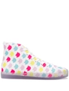 Ireneisgood 10mm Unicorn Print Cotton Hi Top Sneaker In White
