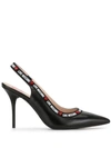 LOVE MOSCHINO HEART-STUD SLINGBACK PUMPS