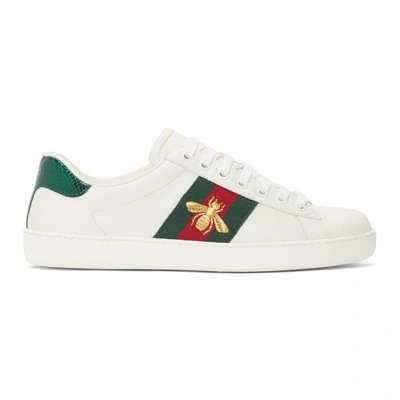 Gucci Men's New Ace Embroidered Low-top Sneakers In Bianco