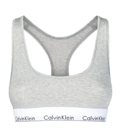 Calvin Klein Plus Modern Cotton Unlined Racerback Bralette In Grey Heather