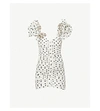 ALESSANDRA RICH Ruffled embellished polka-dot silk mini dress
