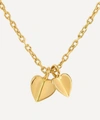 DINNY HALL GOLD PLATED VERMEIL SILVER BIJOU FOLDED HEART DUO PENDANT NECKLACE,000703729