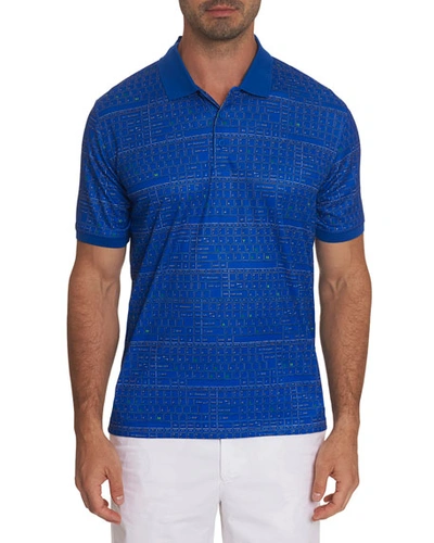 Robert Graham Men's Decode Keyboard-print Jersey Polo Shirt In Cobalt