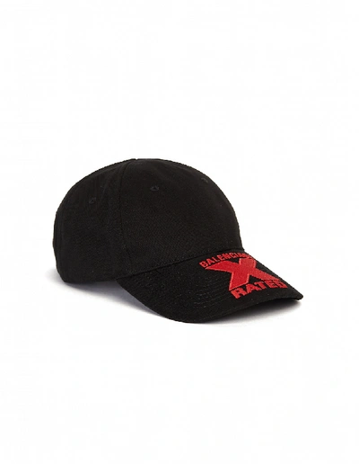 Balenciaga X-rated Logo-embroidered Cotton Baseball Cap In Black