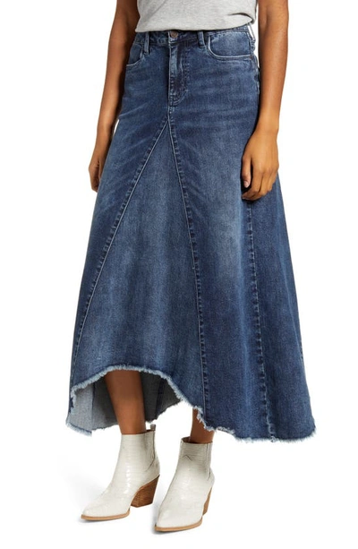 WASH LAB LONG JEAN SKIRT,WL0233K-4