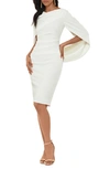 BETSY & ADAM DRAPE BACK SCUBA CREPE COCKTAIL DRESS,A21207