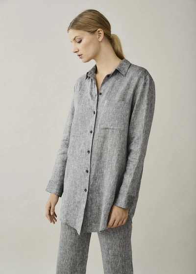 Asceno Milan Charcoal Organic Linen Shirt In Grey