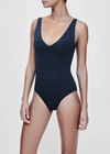 ASCENO COMPORTA NAVY V-NECK SWIMSUIT,B013FAB07COL10L