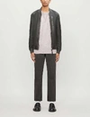Allsaints Kino Leather Bomber Jacket In Deep Slate