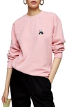 Topshop Emoji Sweatshirt In Light Pink
