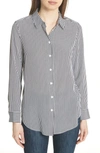 Equipment Essential Stripe Silk Shirt In Clntr Ntr Wht