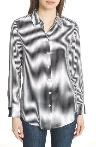 Equipment Essential Stripe Silk Shirt In Clntr Ntr Wht