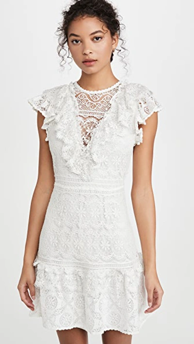 Saylor Maxie Lace Ruffled Mini Dress In White