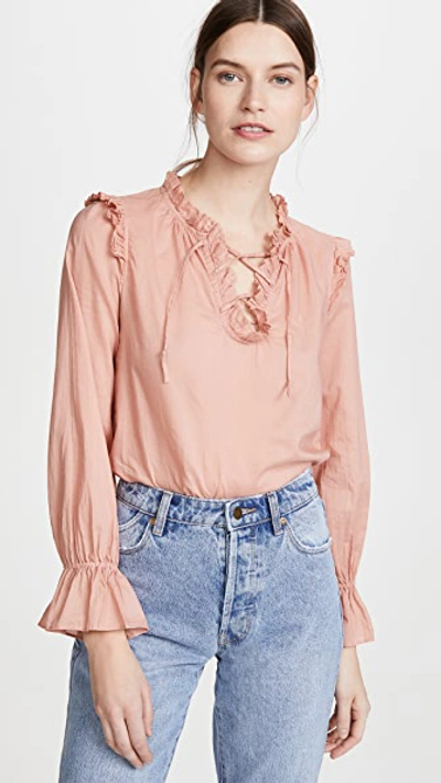 Alex Mill Ruffle Trim Tunic Blouse In City Pink