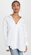 ALEXANDER WANG BUSTIER TUCKED OXFORD BLOUSE