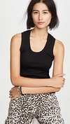 Free People Scoop Neck Tank Top In Black