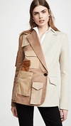Monse Multi Color Patch Pocket Two Pocket Blazer In Mushroom Multi
