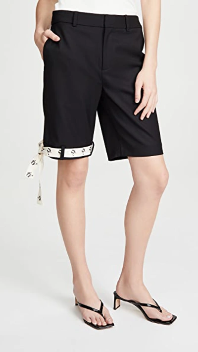Monse Upside Down Ribbon-detailed Wool Shorts In Black
