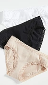 Natori Bliss 3-pack Cotton Blend Briefs In Black/cafe/white