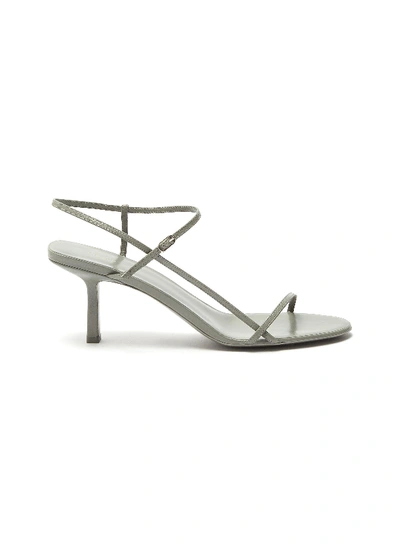 The Row Bare Mid-heel Leather Sandals In Green